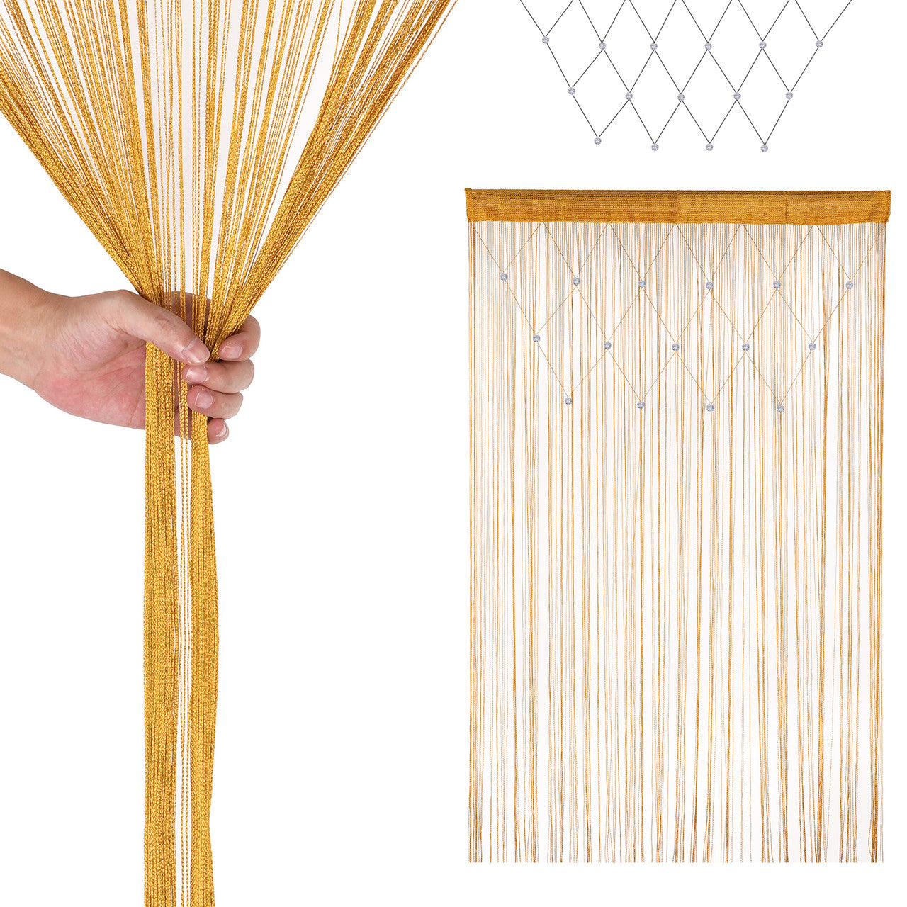 Beaded String Curtains -Gold