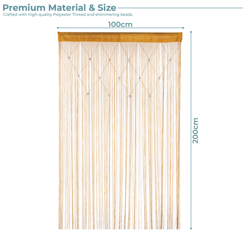 Beaded String Curtains -Gold