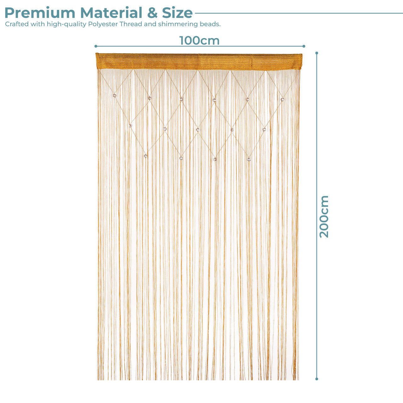 Beaded String Curtains -Gold