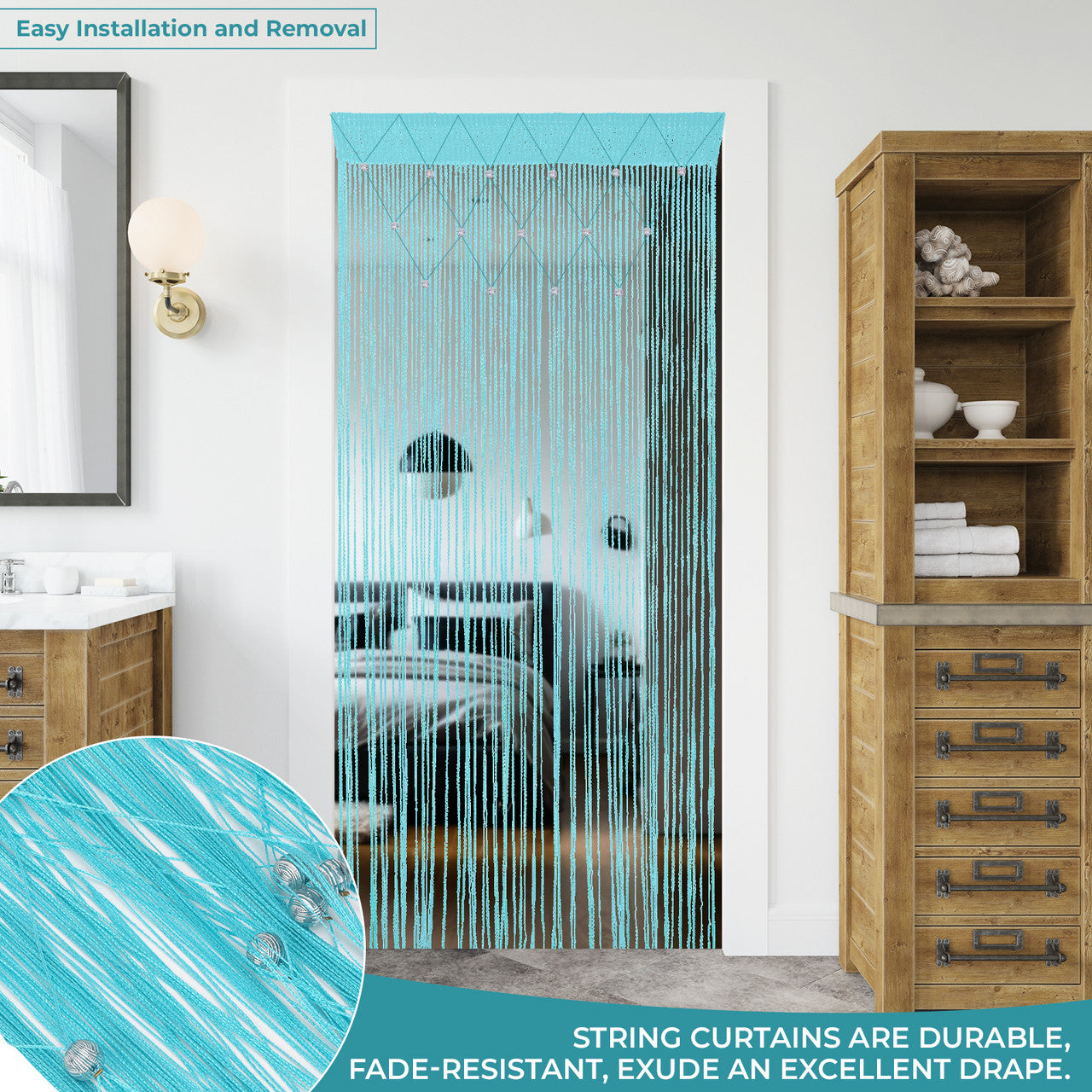 Beaded String Curtains - Turquoise