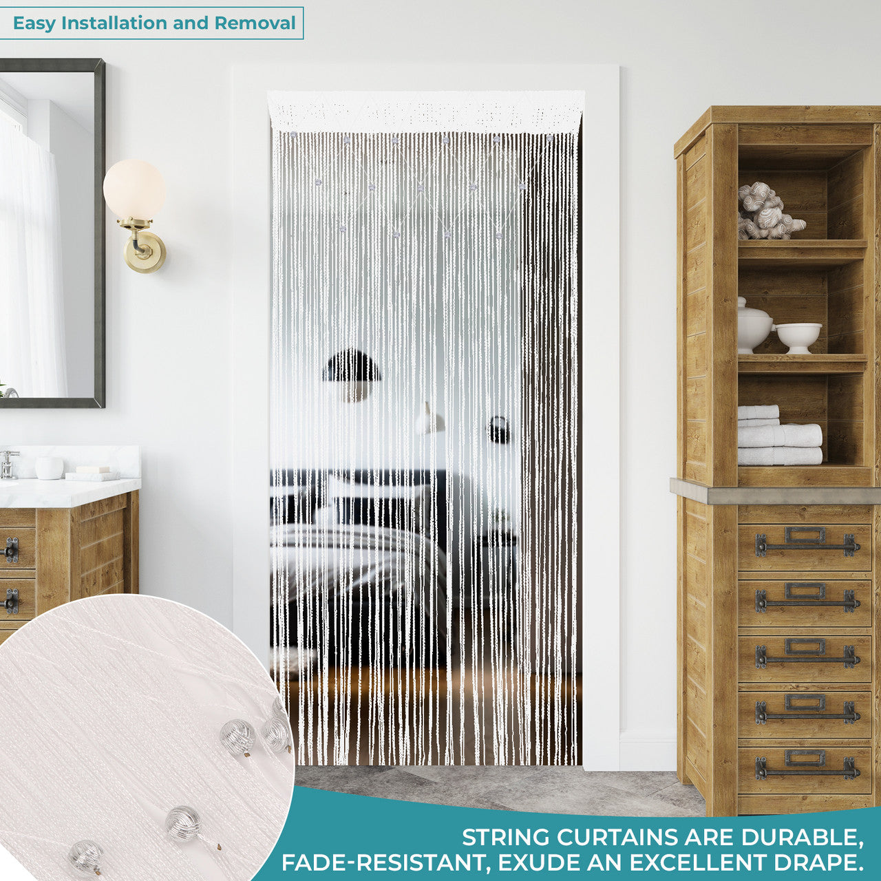 Beaded String Curtains - White