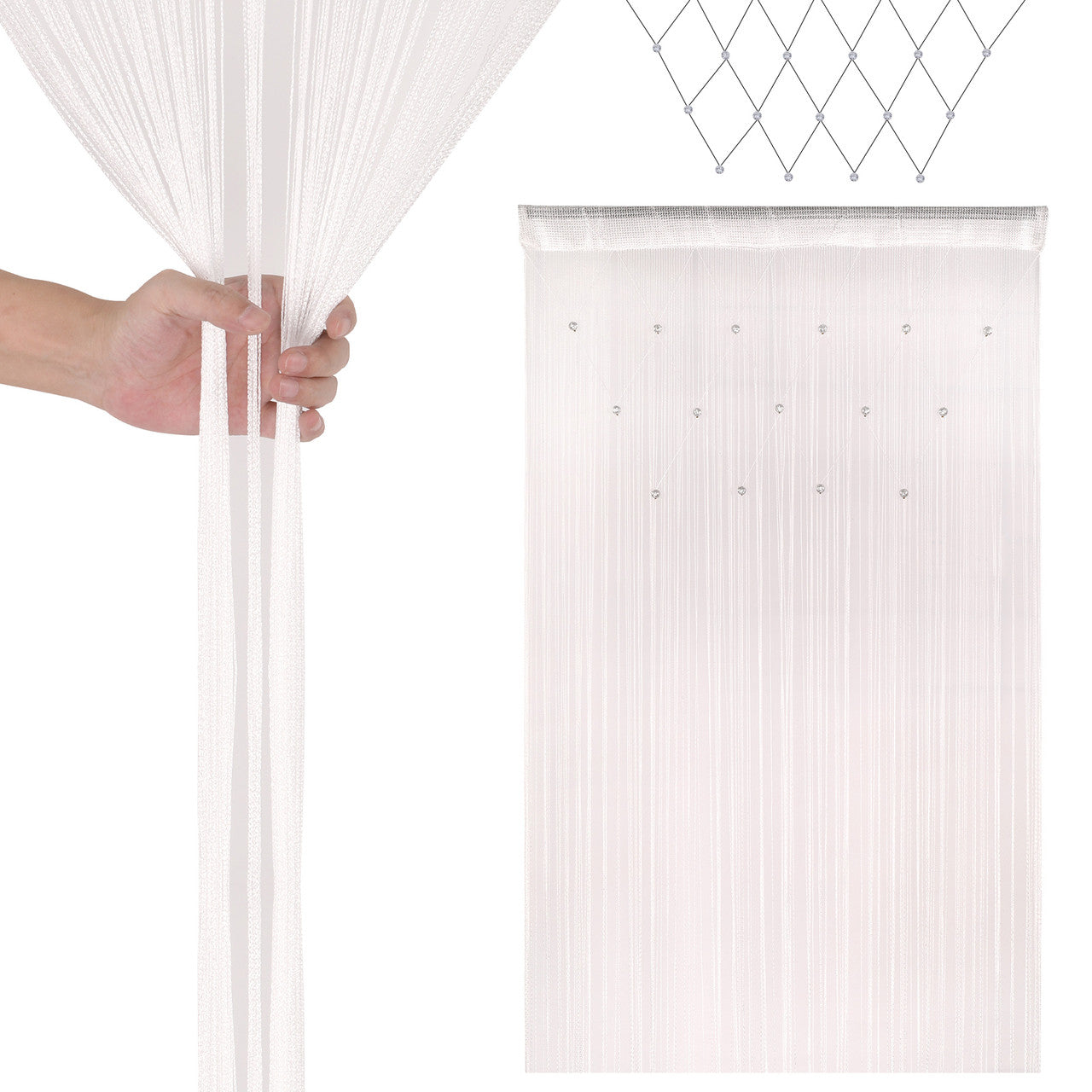 Beaded String Curtains - White