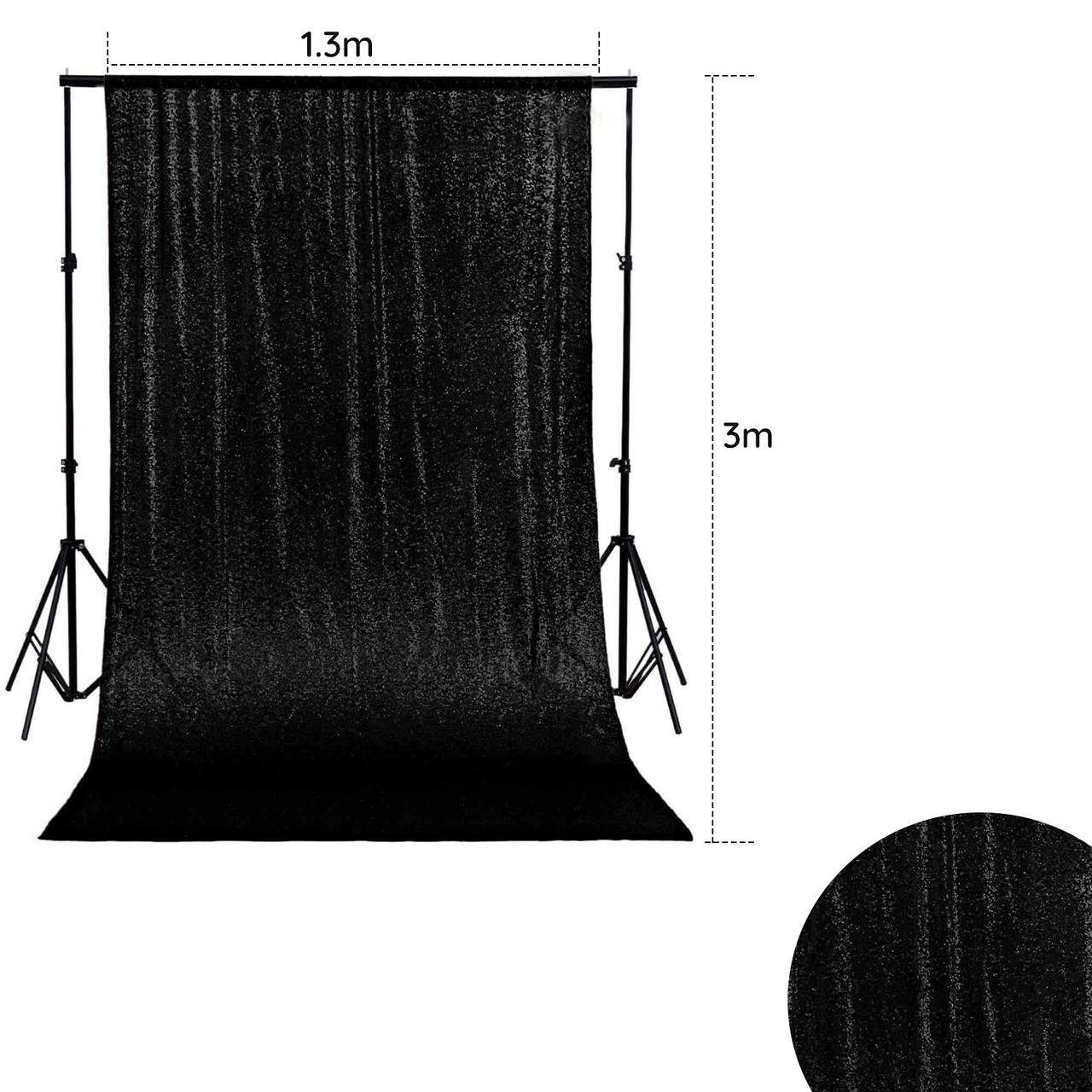 4ft x 9ft Sequin Backdrop Photography - Black
