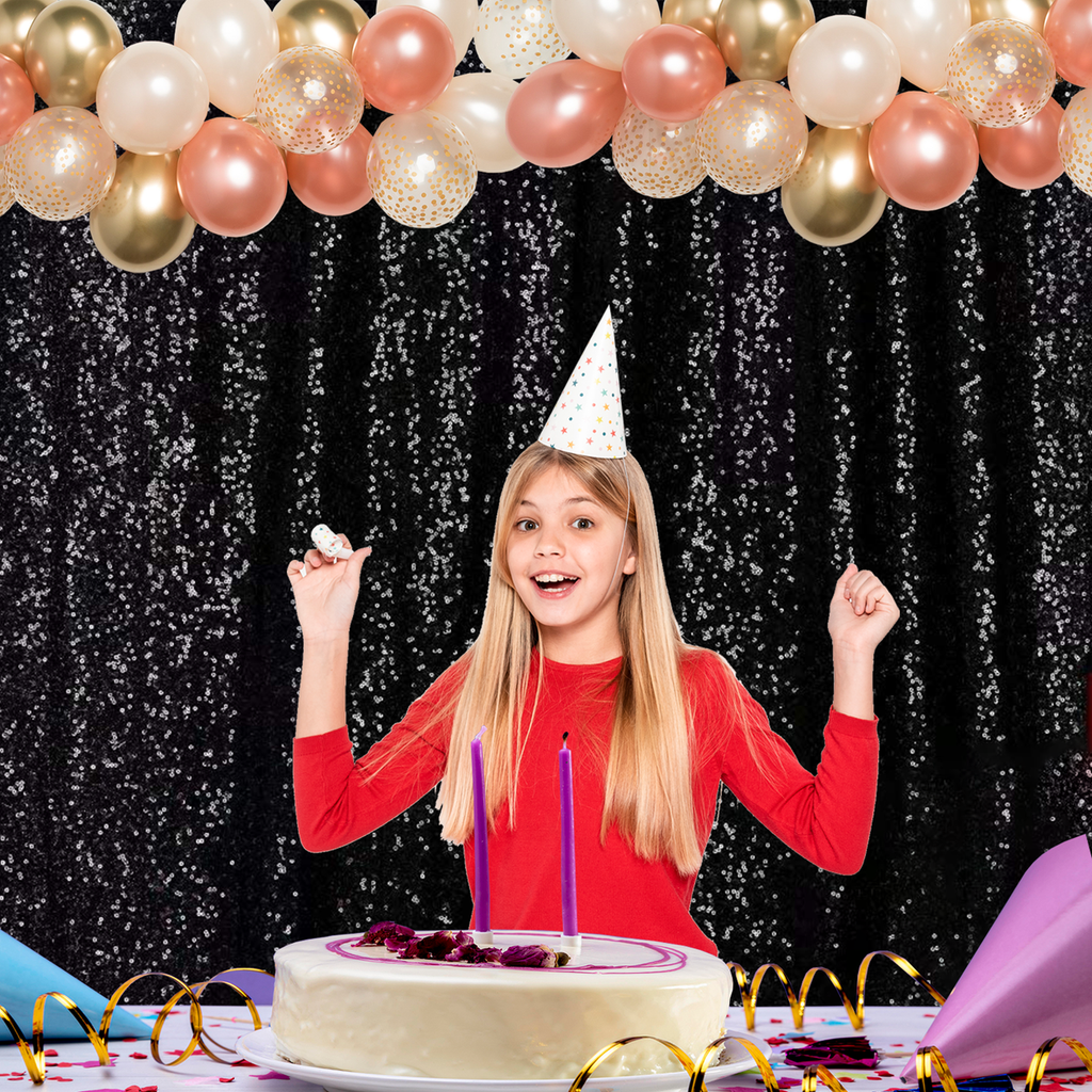 4ft x 9ft Sequin Backdrop Photography - Black