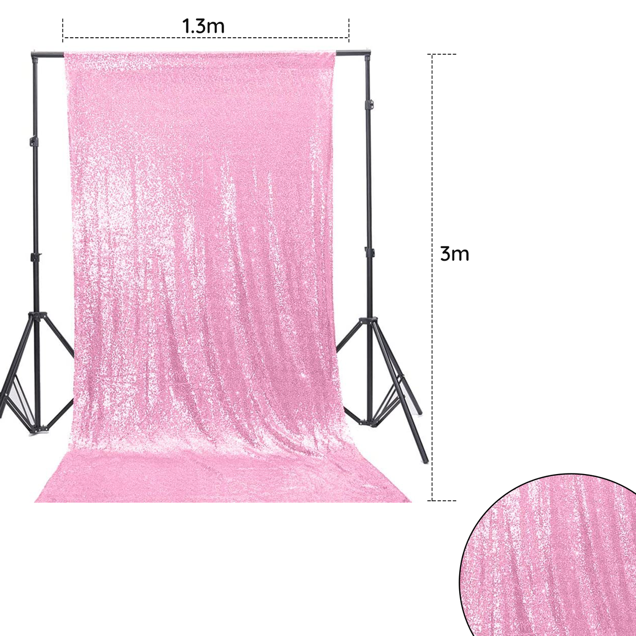 4ft x 9ft Sequin Backdrop Photography - Baby Pink