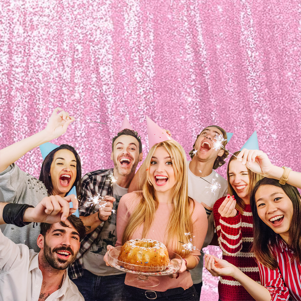 4ft x 9ft Sequin Backdrop Photography - Baby Pink