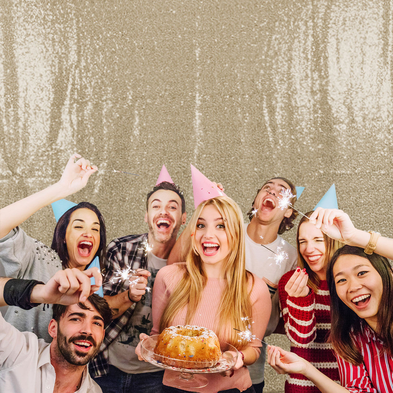 4ft x 9ft Sequin Backdrop Photography - Champagne