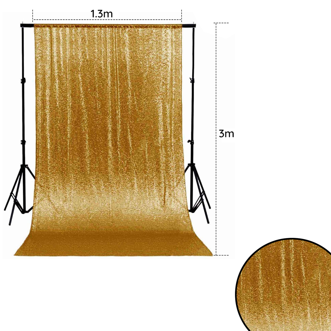 4ft x 9ft Sequin Backdrop Photography - Gold