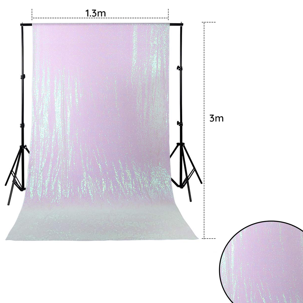 4ft x 9ft Sequin Backdrop Photography - Iridescent White