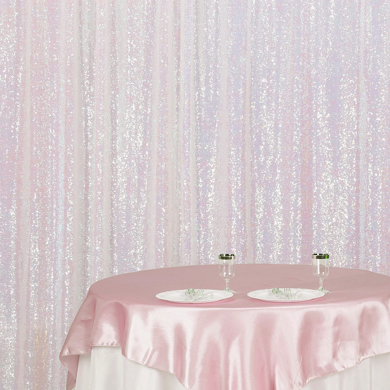 4ft x 9ft Sequin Backdrop Photography - Iridescent White