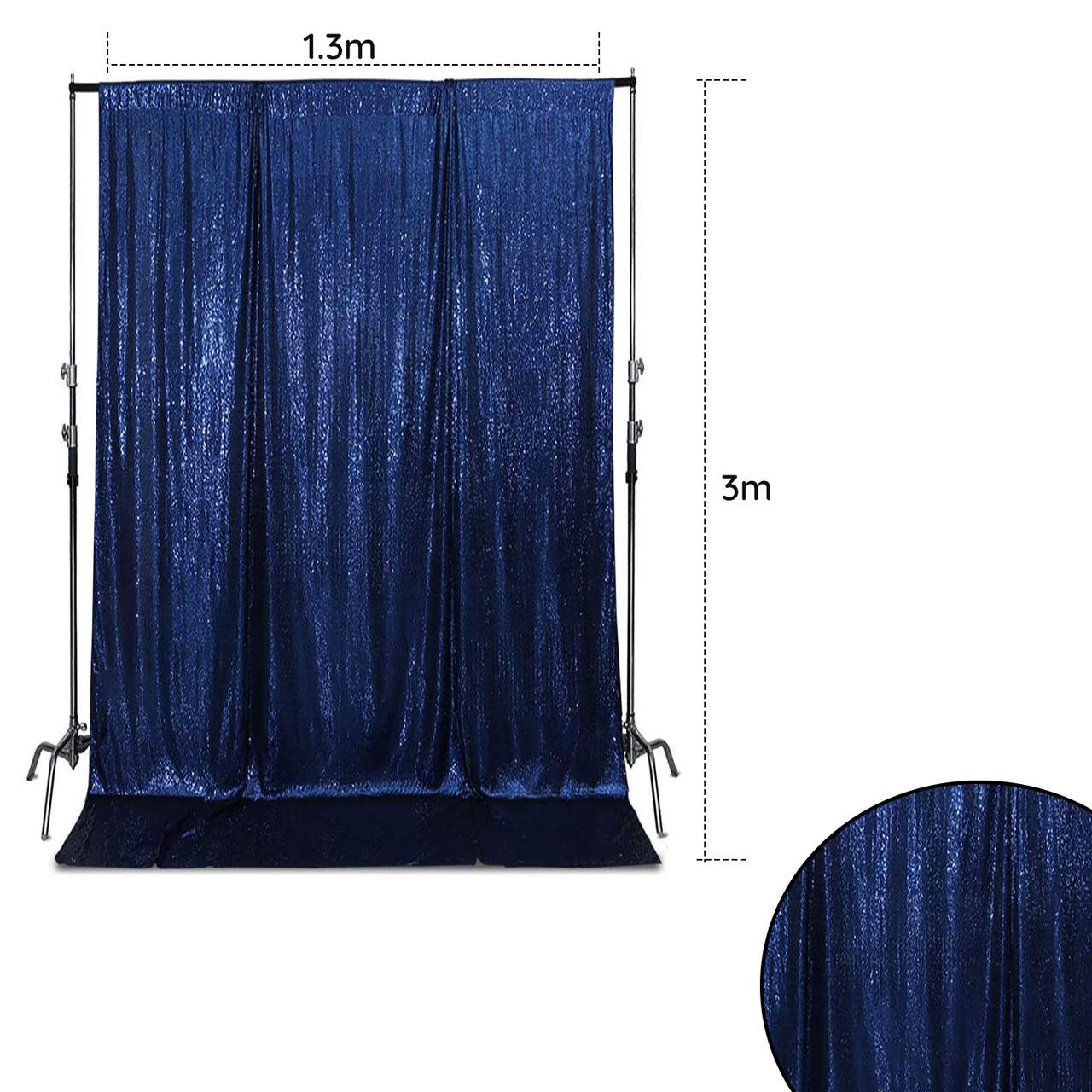 4ft x 9ft Sequin Backdrop Photography -Navy