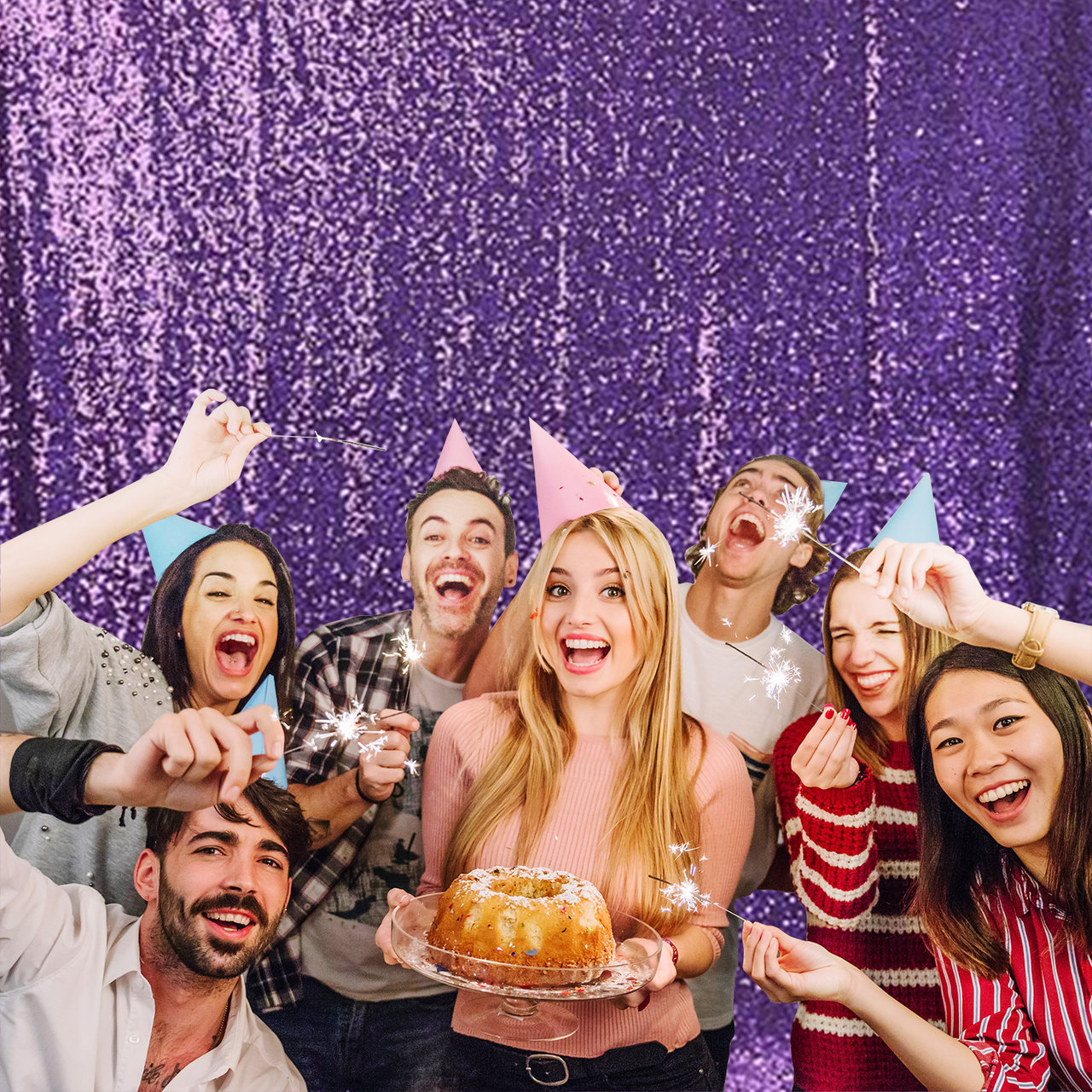 4ft x 9ft Sequin Backdrop Photography - Purple