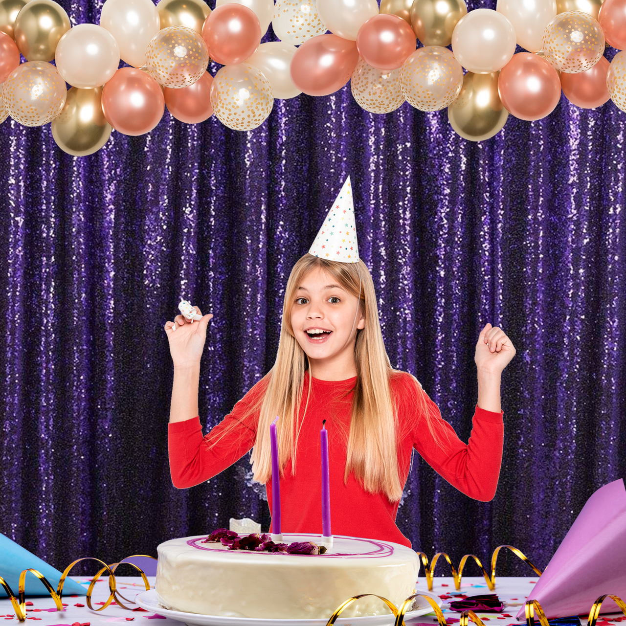 4ft x 9ft Sequin Backdrop Photography - Purple