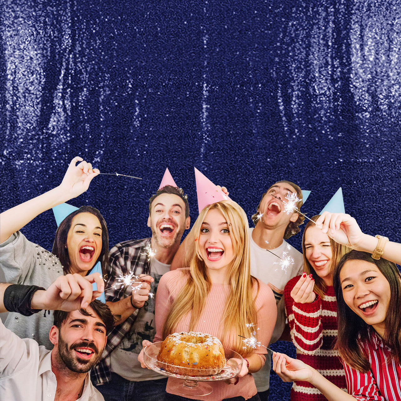 4ft x 9ft Sequin Backdrop Photography - Royal Blue