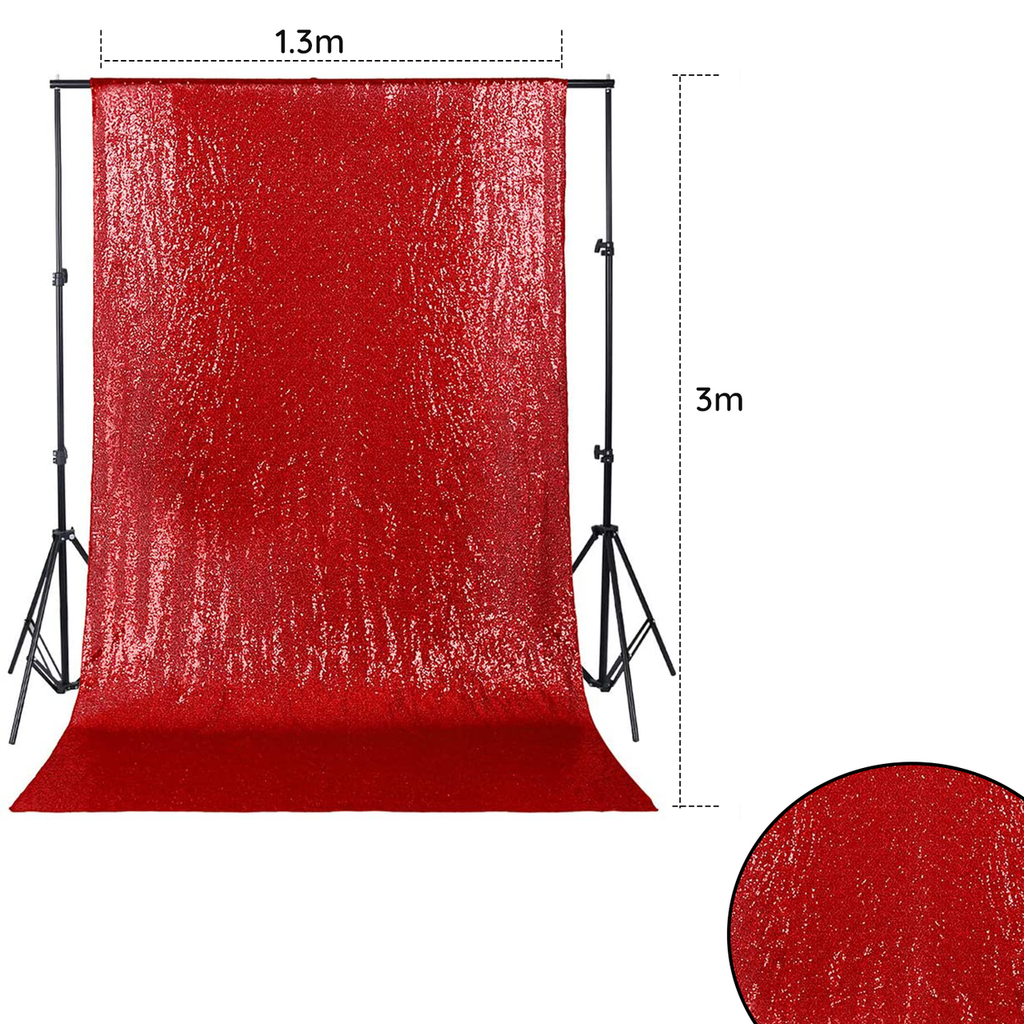 4ft x 9ft Sequin Backdrop Photography - Red