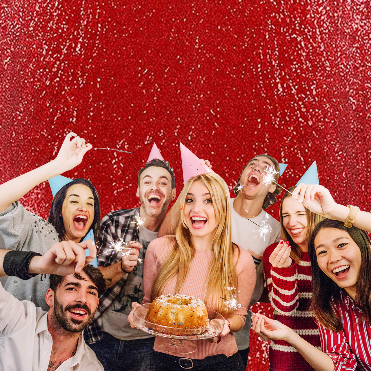 4ft x 9ft Sequin Backdrop Photography - Red