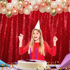 4ft x 9ft Sequin Backdrop Photography - Red