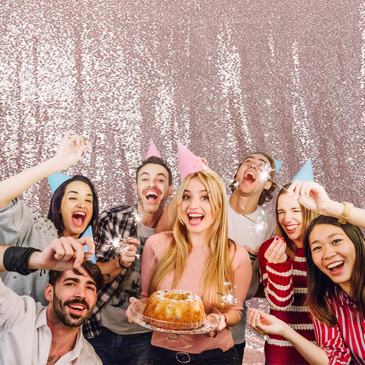 4ft x 9ft Sequin Backdrop Photography - Rose Gold