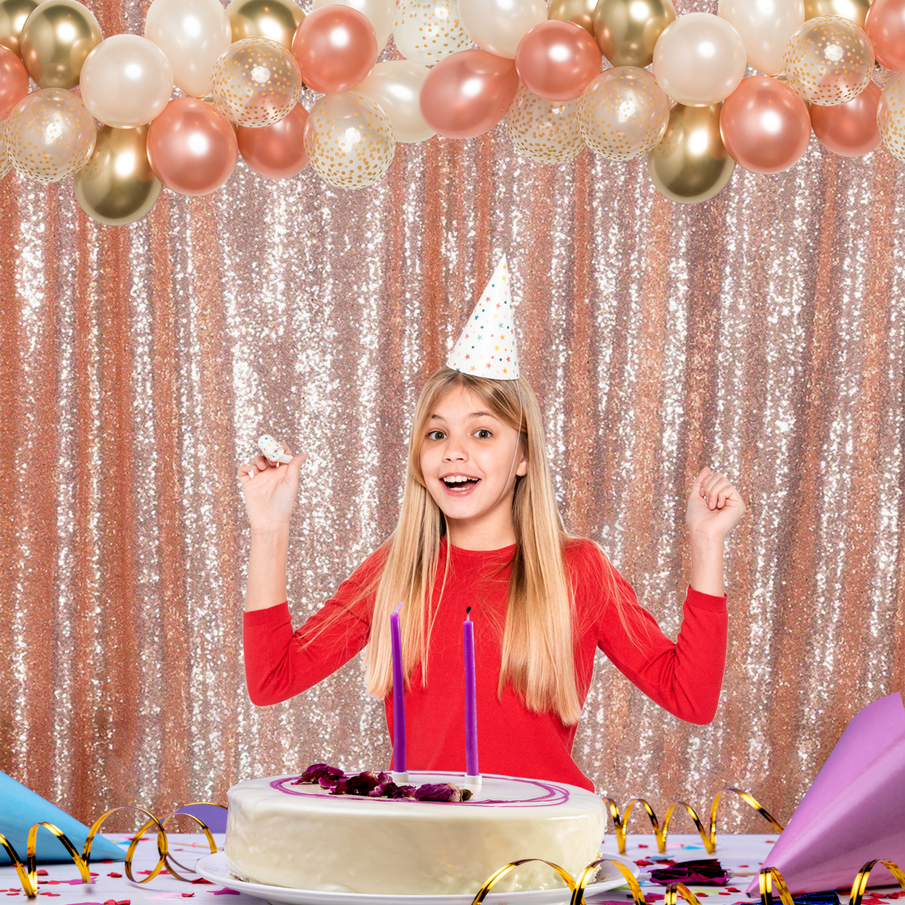 4ft x 9ft Sequin Backdrop Photography - Rose Gold