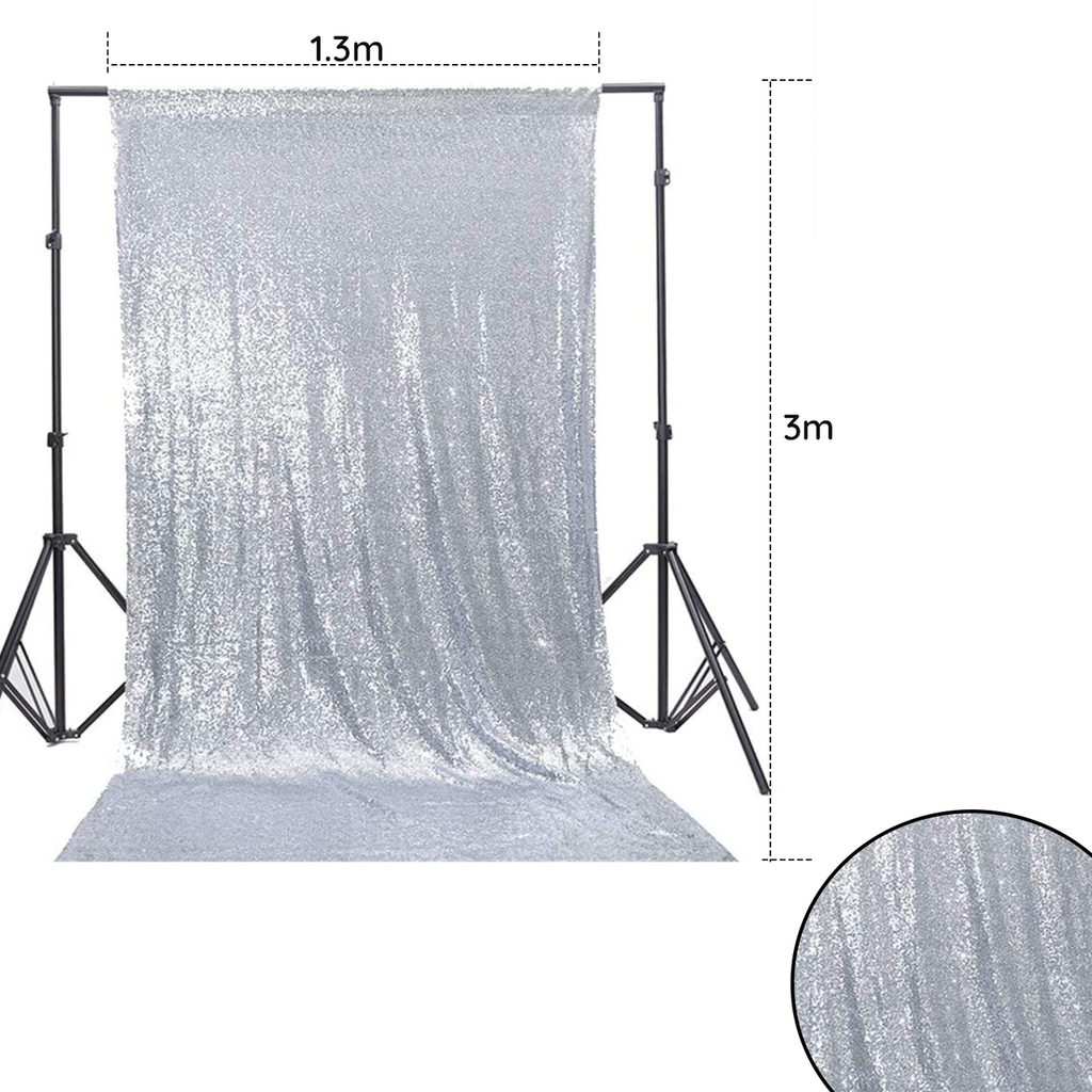 4ft x 9ft (1.3m x 3m) Sequin Backdrop Photography - Silver