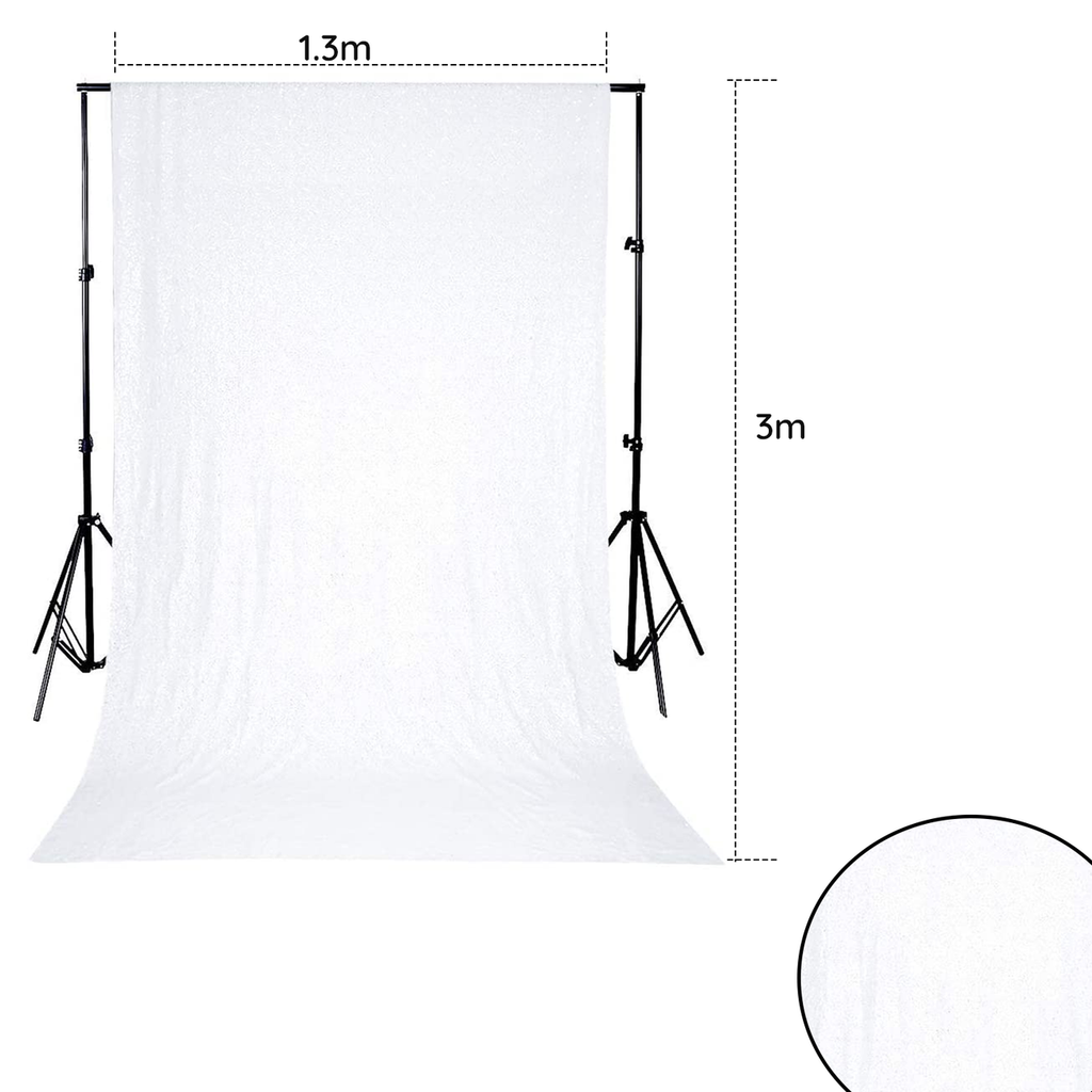 4ft x 9ft Sequin Backdrop Photography - White