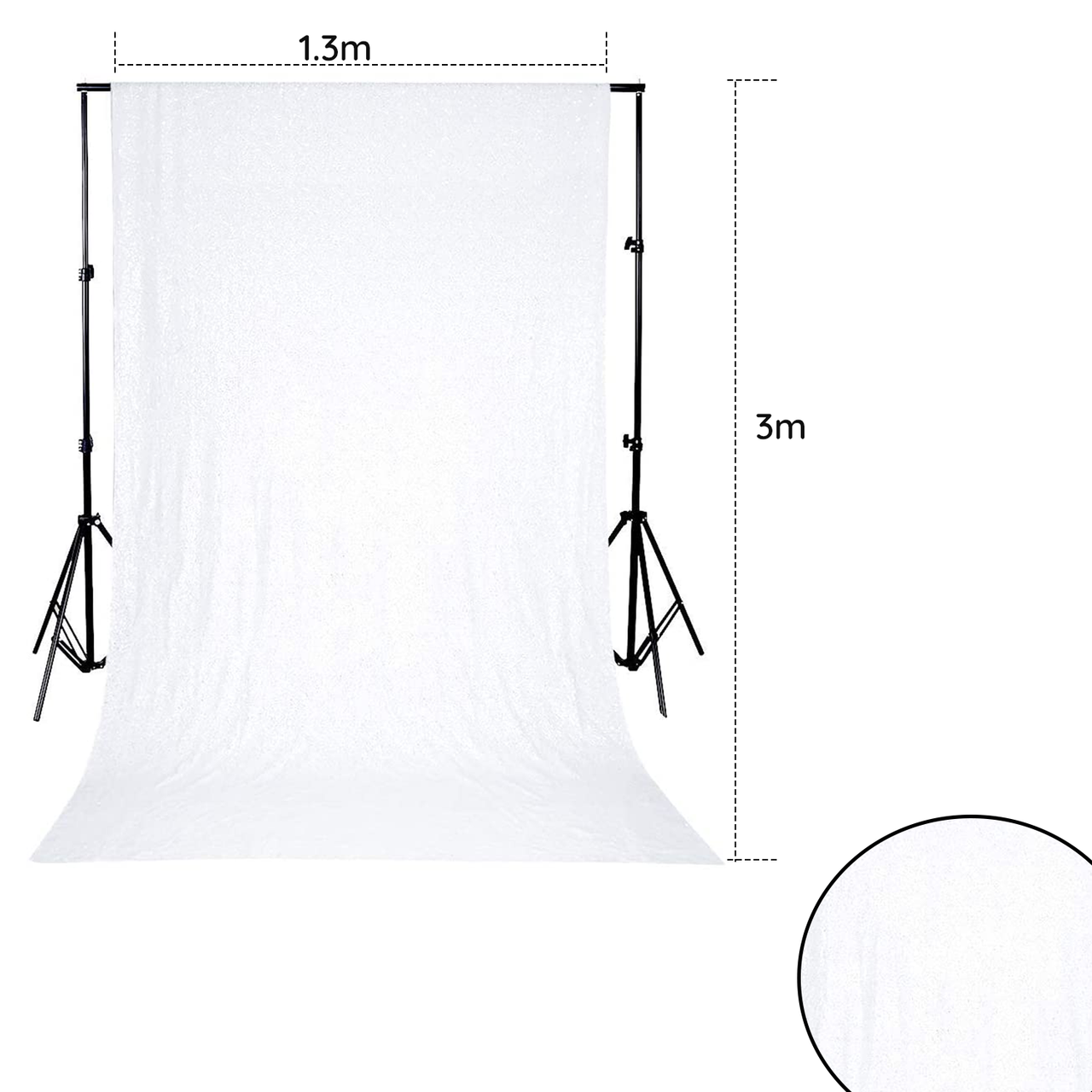 4ft x 9ft Sequin Backdrop Photography - White