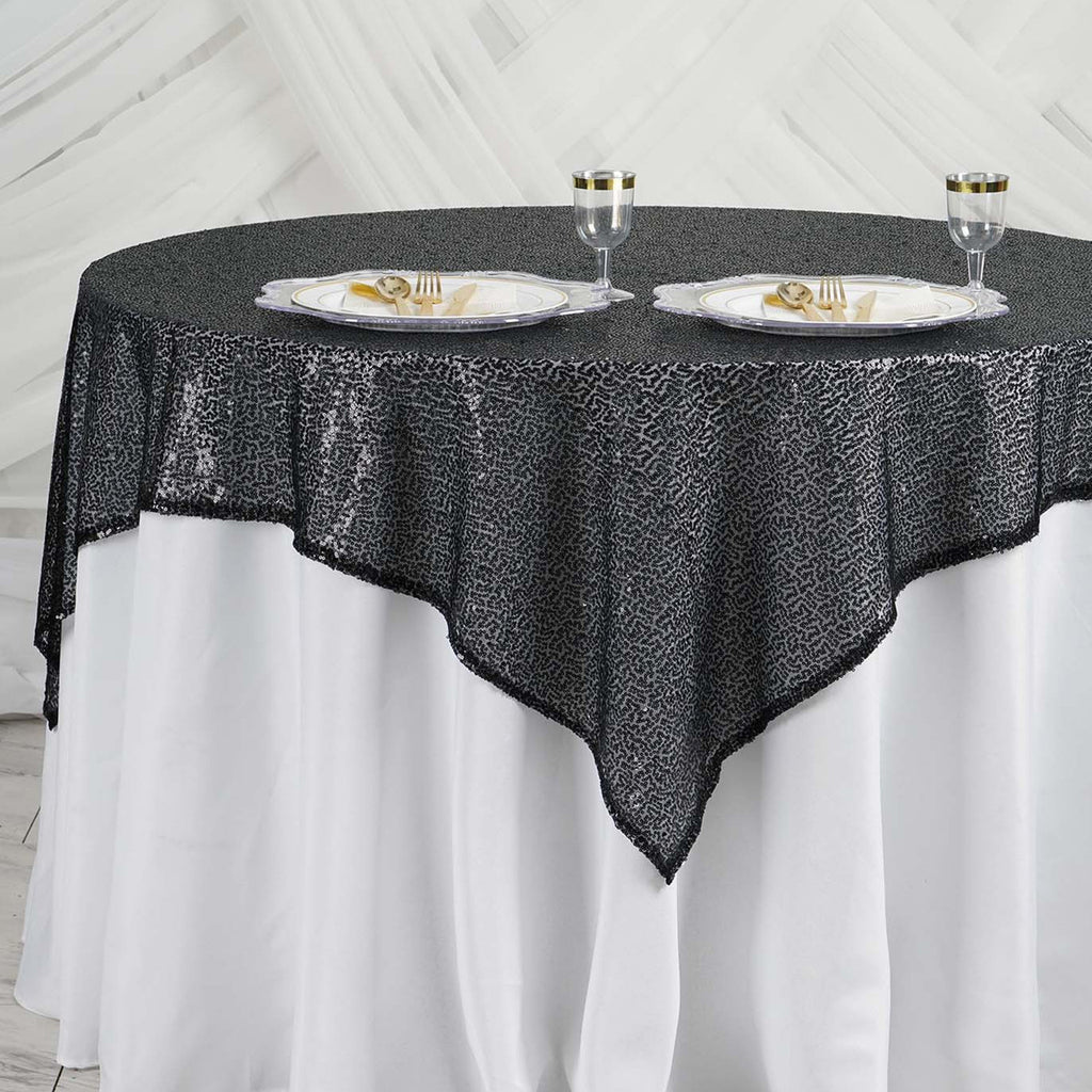 Glitter Sequin Tablecloth Overlay  - Black