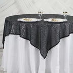 Glitter Sequin Tablecloth Overlay  - Black