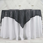 Glitter Sequin Tablecloth Overlay  - Black
