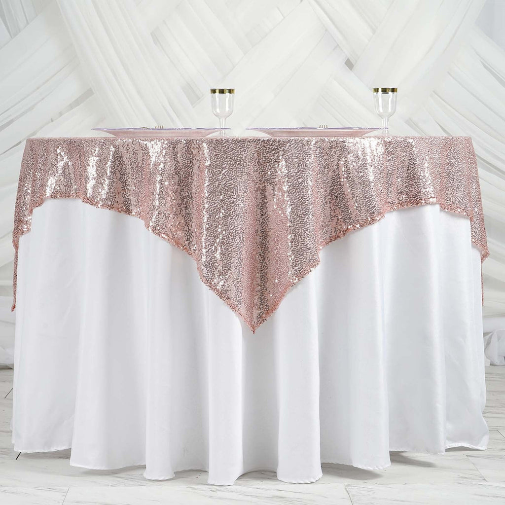 Glitter Sequin Tablecloth Overlay - Blush Pink