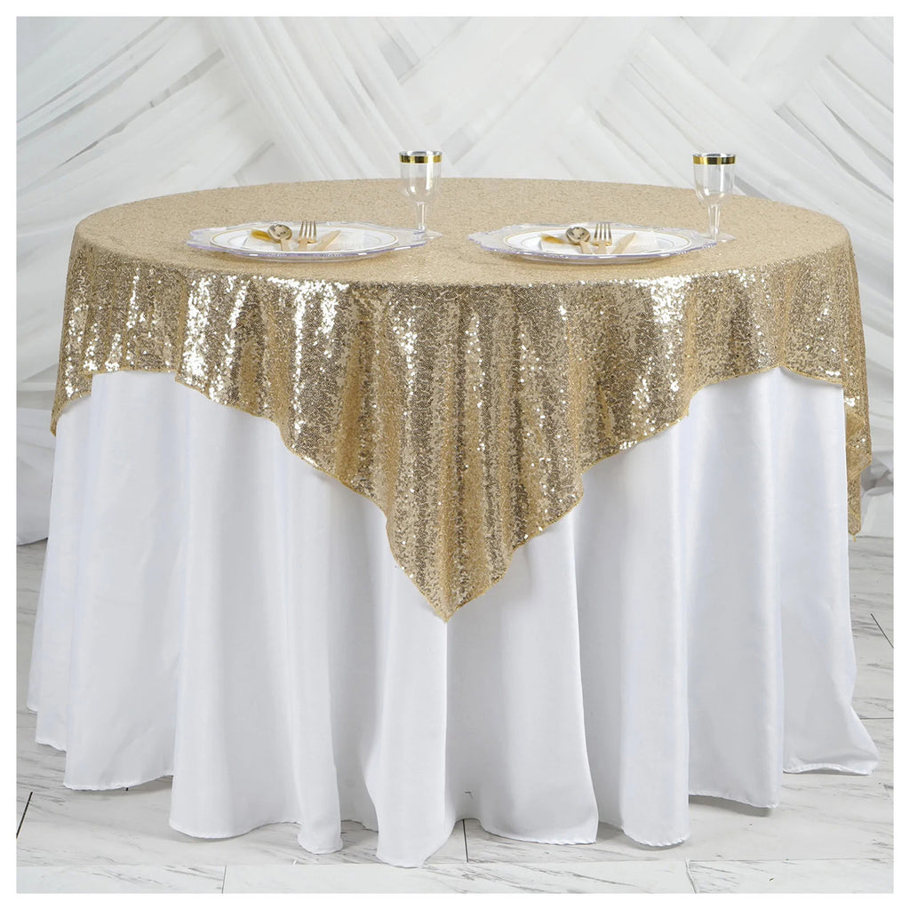 Glitter Sequin Tablecloth Overlay - Champagne