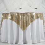 Glitter Sequin Tablecloth Overlay - Champagne