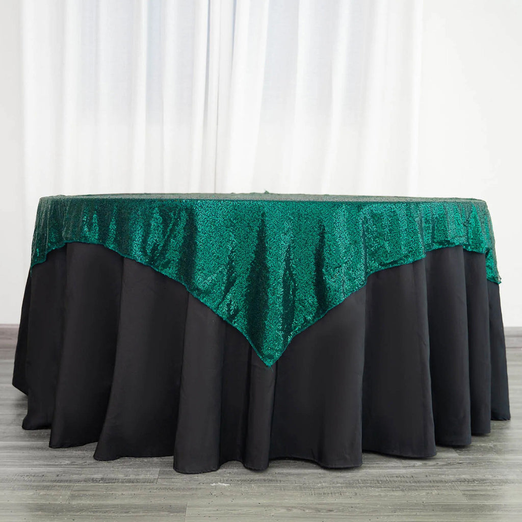 Glitter Sequin Tablecloth Overlay - Emerald Green