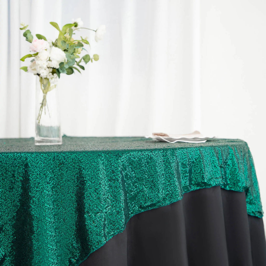 Glitter Sequin Tablecloth Overlay - Emerald Green
