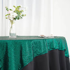 Glitter Sequin Tablecloth Overlay - Emerald Green
