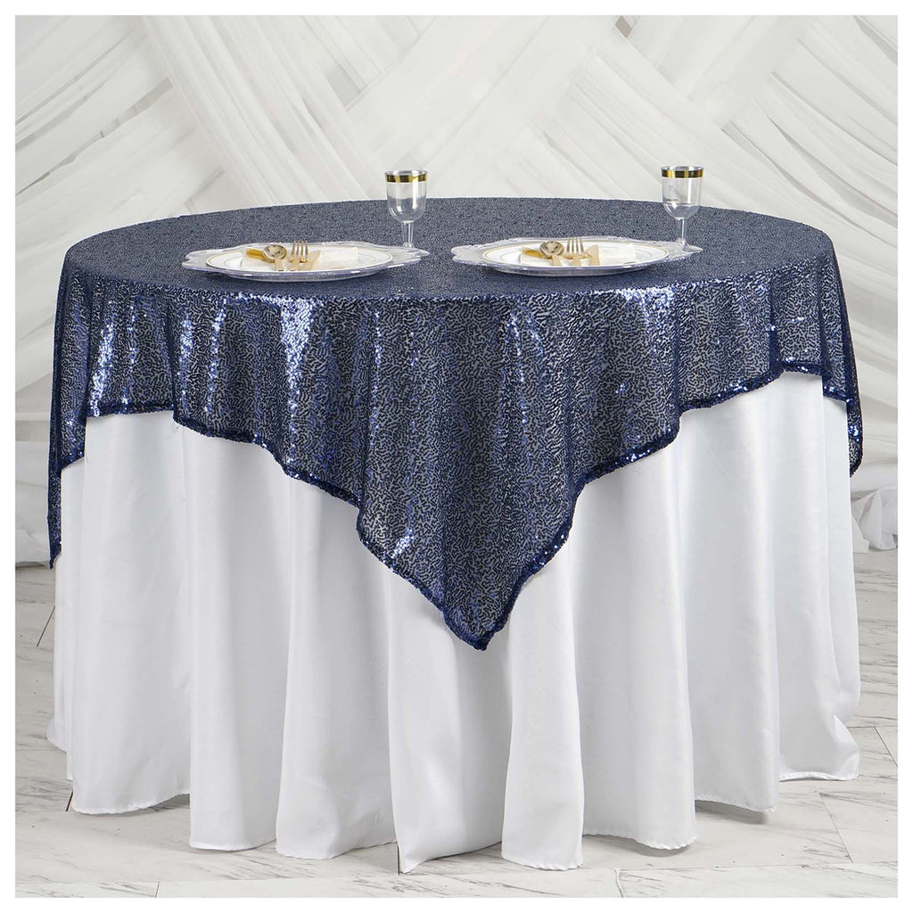 Glitter Sequin Tablecloth Overlay - Navy