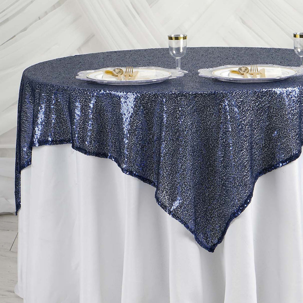 Glitter Sequin Tablecloth Overlay - Navy