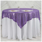 Glitter Sequin Tablecloth Overlay - Purple