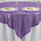 Glitter Sequin Tablecloth Overlay - Purple