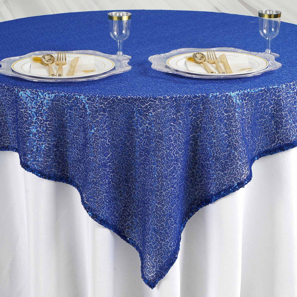 Glitter Sequin Tablecloth Overlay - Royal Blue