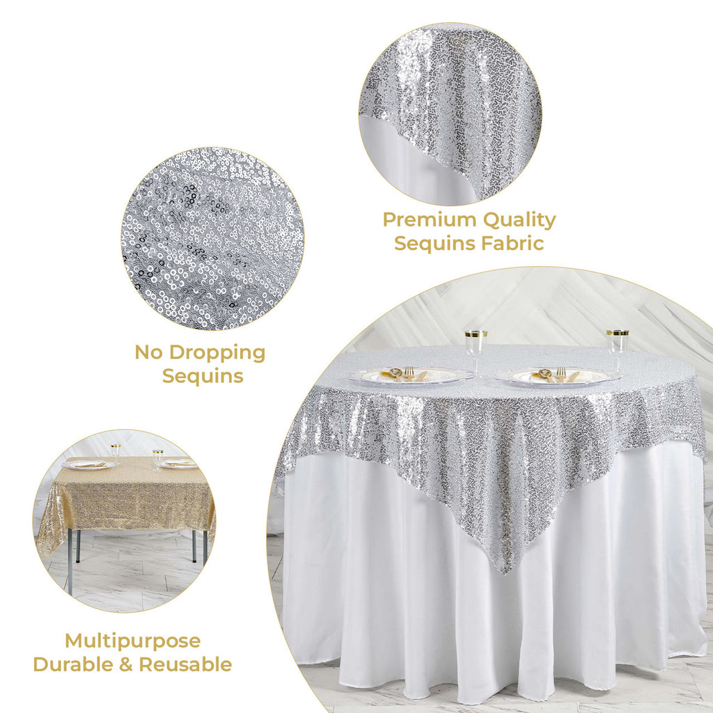 Glitter Sequin Tablecloth Overlay - Royal Blue
