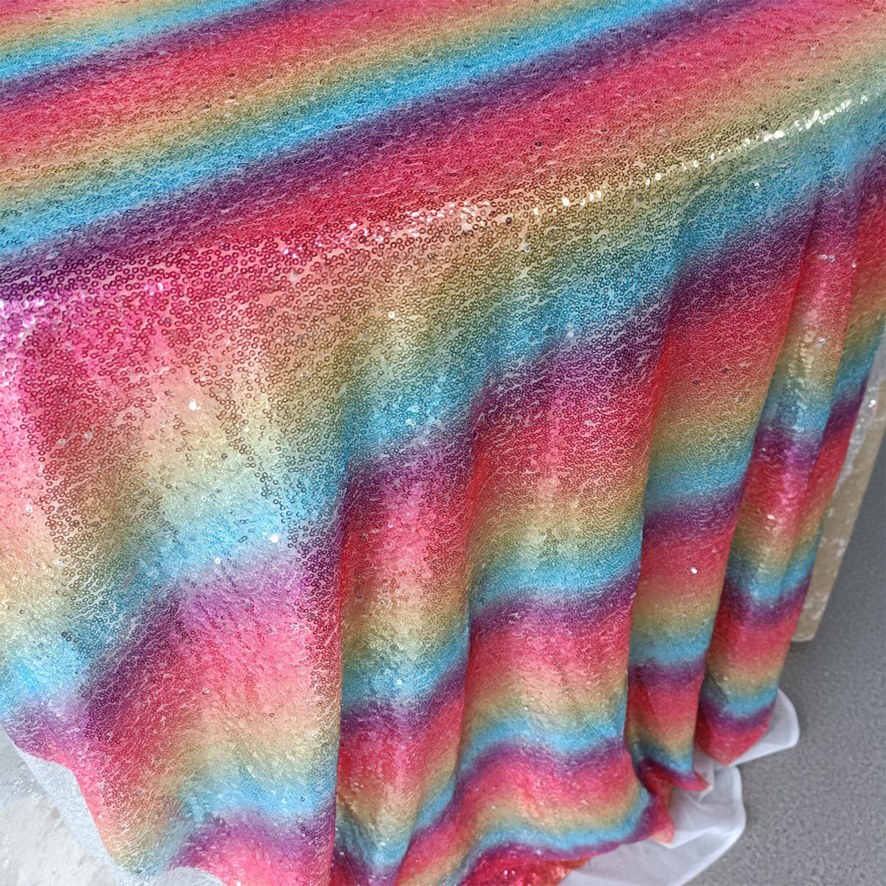 Glitter Sequin Tablecloth Overlay - Rainbow