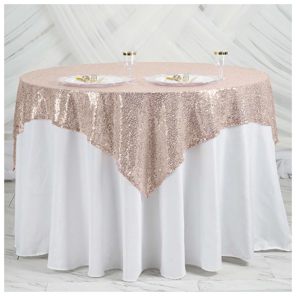 Glitter Sequin Tablecloth Overlay - Rose Gold
