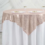 Glitter Sequin Tablecloth Overlay - Rose Gold