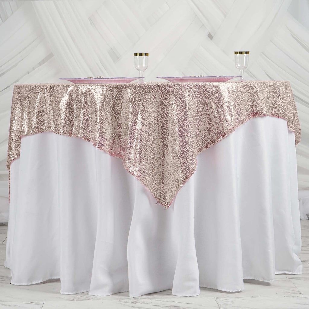 Glitter Sequin Tablecloth Overlay - Rose Gold