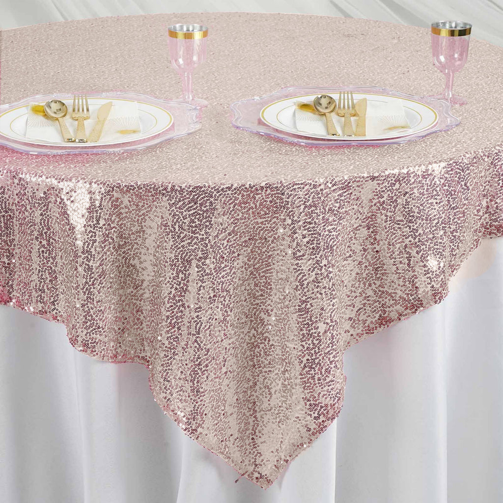 Glitter Sequin Tablecloth Overlay - Rose Gold