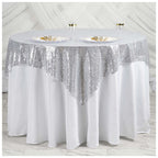Glitter Sequin Tablecloth Overlay - Silver