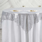 Glitter Sequin Tablecloth Overlay - Silver