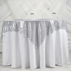 Glitter Sequin Tablecloth Overlay - Silver