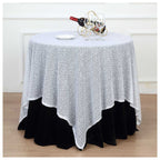 Glitter Sequin Tablecloth Overlay - White